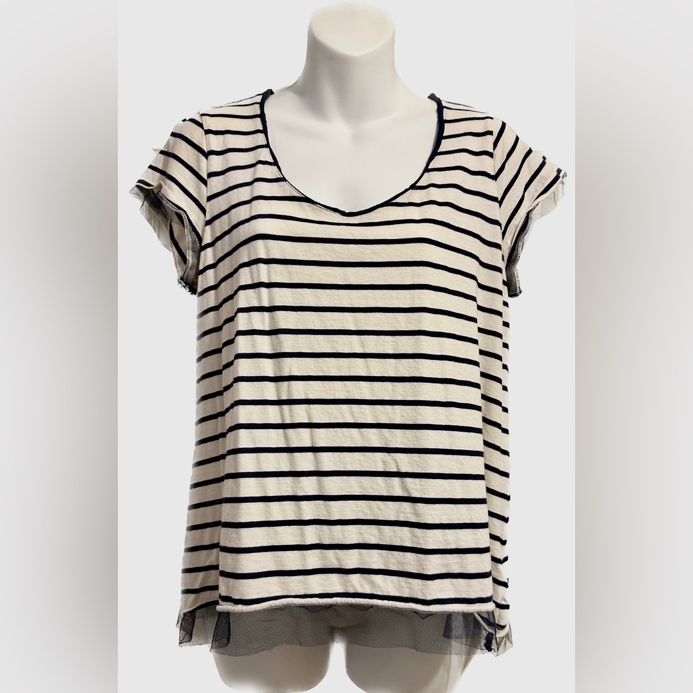 Pilcro navy blue striped top from Anthropologie
